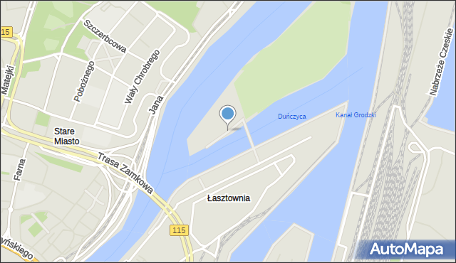 Szczecin, Wyspa Grodzka, mapa Szczecina