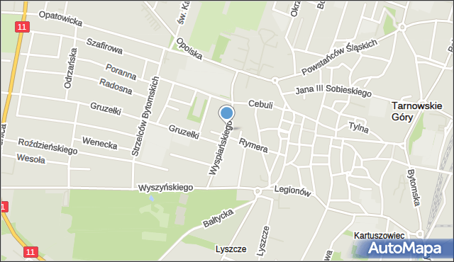 Tarnowskie Góry, Wyspiańskiego Stanisława, mapa Tarnowskie Góry
