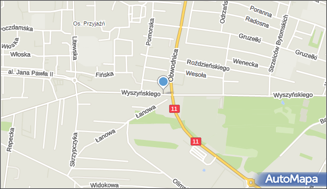 Tarnowskie Góry, Wyszyńskiego Stefana, ks. kard., mapa Tarnowskie Góry