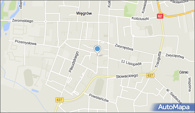 Węgrów, Wyszyńskiego Stefana, ks. kard., mapa Węgrów