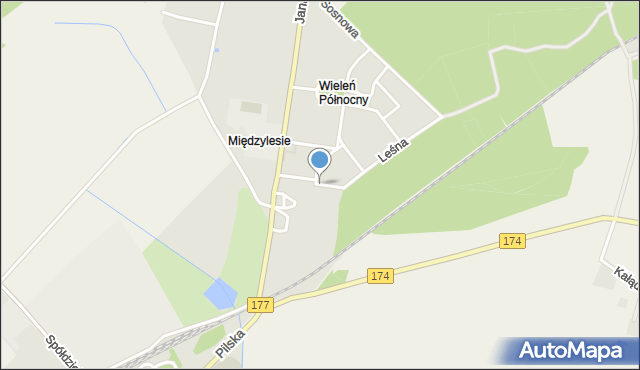 Wieleń powiat czarnkowsko-trzcianecki, Wysockiego Piotra, mapa Wieleń powiat czarnkowsko-trzcianecki