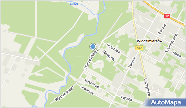 Włodzimierzów gmina Sulejów, Wyszyńskiego Stefana, ks. kard., mapa Włodzimierzów gmina Sulejów