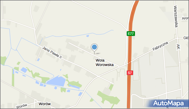 Wola Worowska, Wyszyńskiego Stefana, ks. kard., mapa Wola Worowska