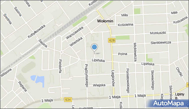 Wołomin, Wysockiego, mapa Wołomin