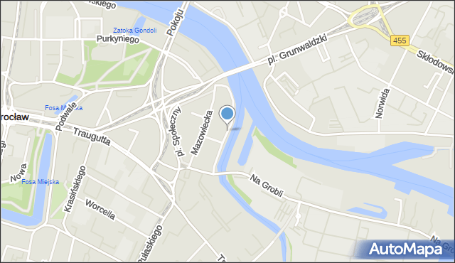 Wrocław, Wybrzeże Juliusza Słowackiego, mapa Wrocławia