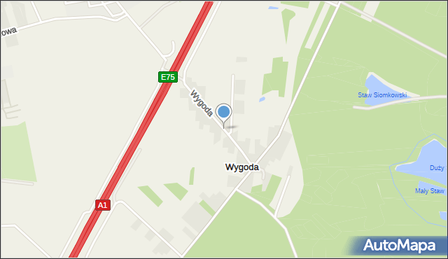 Wygoda gmina Wola Krzysztoporska, Wygoda, mapa Wygoda gmina Wola Krzysztoporska