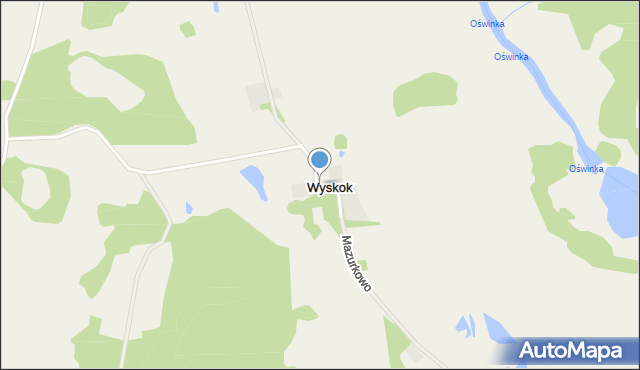 Wyskok gmina Srokowo, Wyskok, mapa Wyskok gmina Srokowo