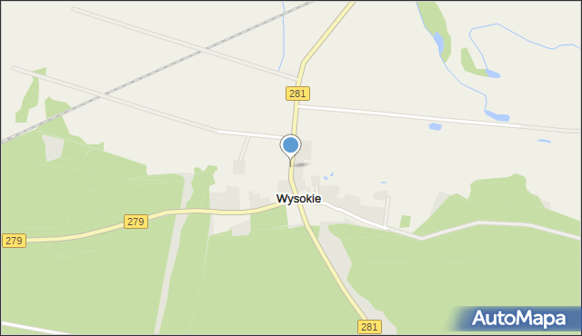 Wysokie gmina Czerwieńsk, Wysokie, mapa Wysokie gmina Czerwieńsk