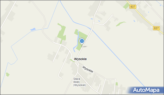 Wysokie gmina Zamość, Wysokie, mapa Wysokie gmina Zamość