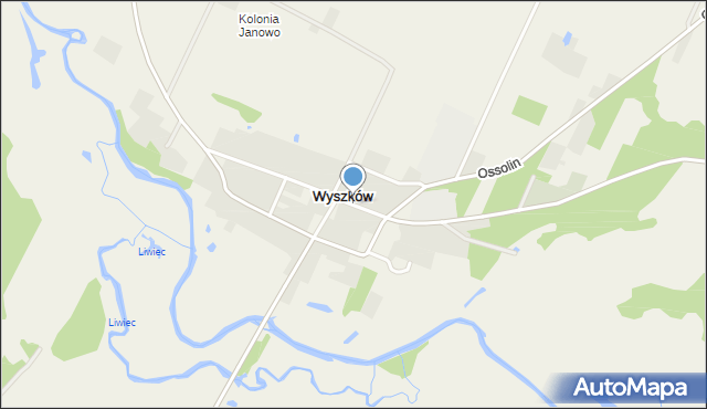 Wyszków gmina Liw, Wyszków, mapa Wyszków gmina Liw