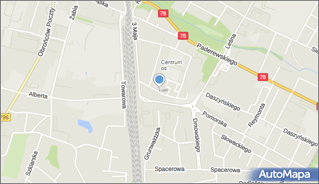 Zawiercie, Wyszyńskiego Stefana, ks. kard., mapa Zawiercie