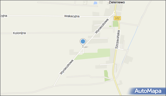Zieleniewo gmina Kołobrzeg, Wycieczkowa, mapa Zieleniewo gmina Kołobrzeg