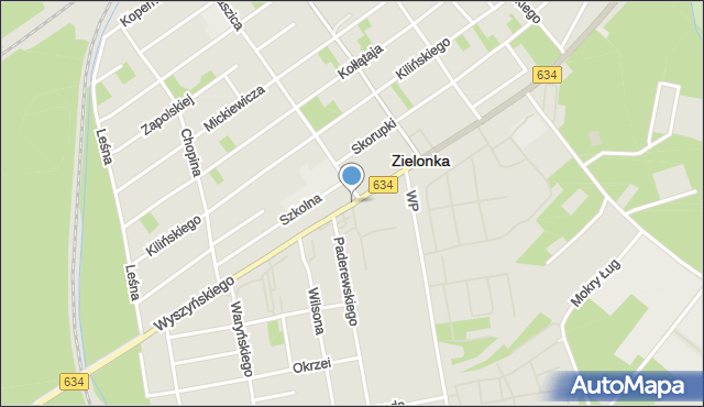 Zielonka powiat wołomiński, Wyszyńskiego Stefana, ks. prym. kard., mapa Zielonka powiat wołomiński