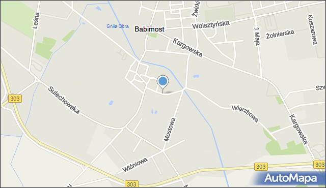 Babimost, Zamkowa, mapa Babimost