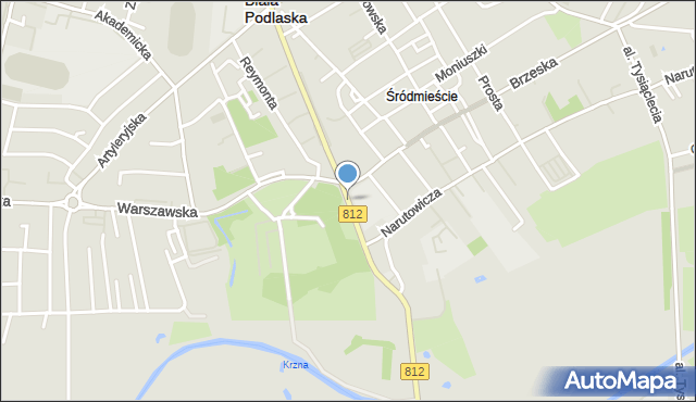 Biała Podlaska, Zamkowa, mapa Białej Podlaskiej