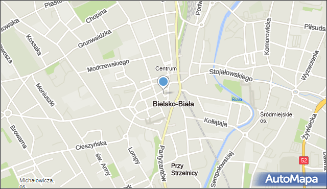 Bielsko-Biała, Zaułek, mapa Bielsko-Białej