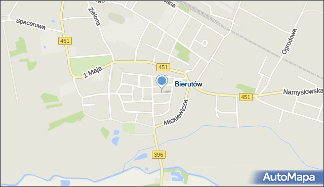 Bierutów, Zamkowa, mapa Bierutów