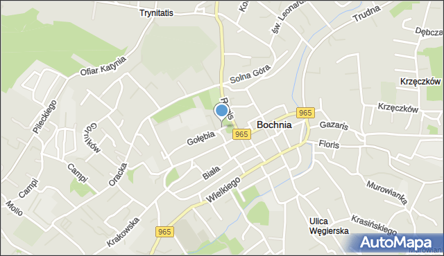 Bochnia, Zaułek św. Mikołaja, mapa Bochni