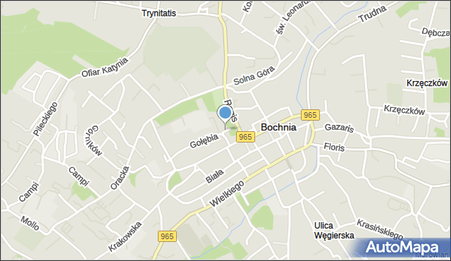 Bochnia, Zaułek św. Mikołaja, mapa Bochni