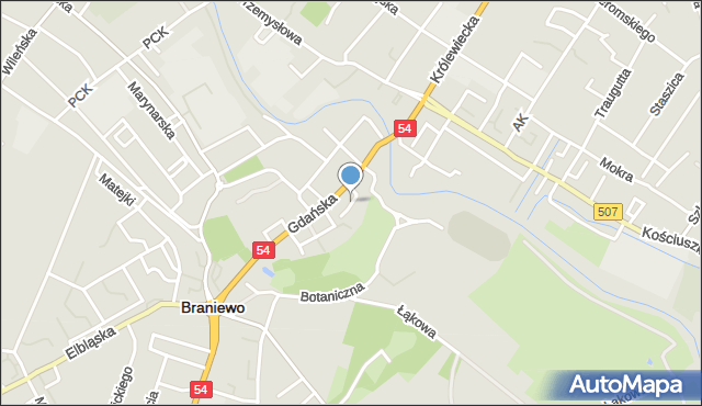 Braniewo, Zamkowa, mapa Braniewo