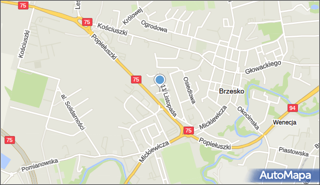 Brzesko, Zakątek, mapa Brzesko