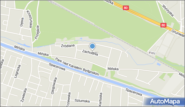 Bydgoszcz, Zachodnia, mapa Bydgoszczy