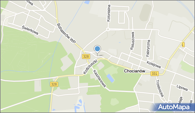 Chocianów, Zamkowa, mapa Chocianów