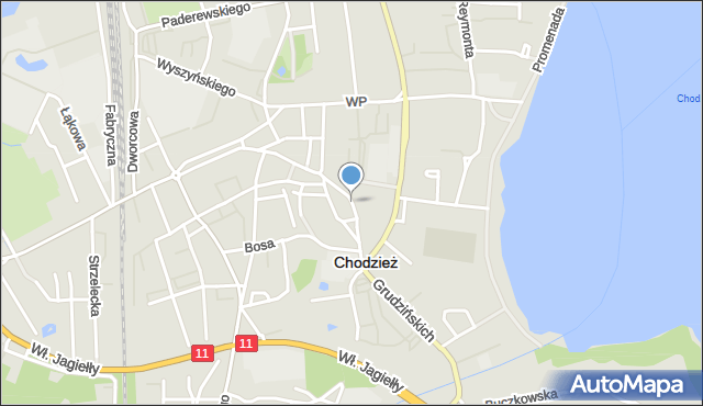 Chodzież, Zamkowa, mapa Chodzież