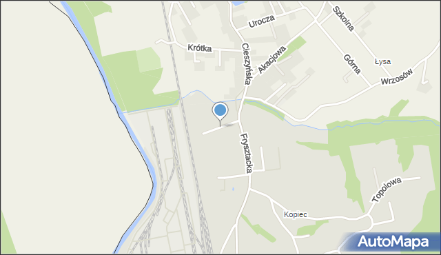 Cieszyn, Zadworna, mapa Cieszyna