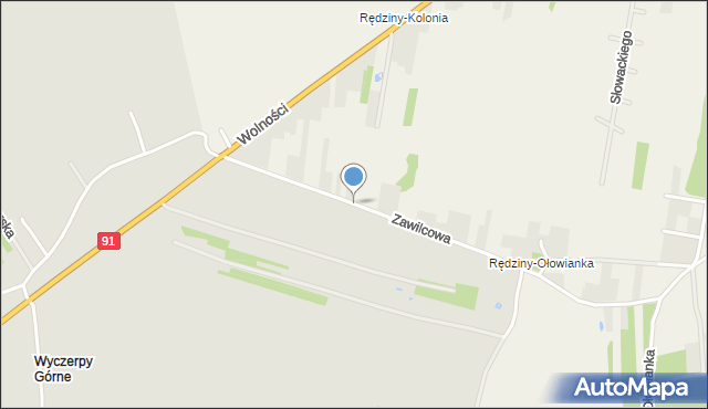 Częstochowa, Zawilcowa, mapa Częstochowy