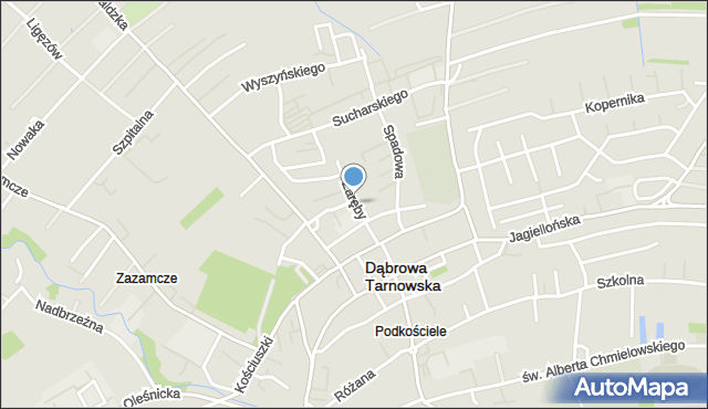 Dąbrowa Tarnowska, Zaręby, mapa Dąbrowa Tarnowska