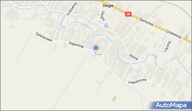 Długie gmina Zarszyn, Zagumnie, mapa Długie gmina Zarszyn