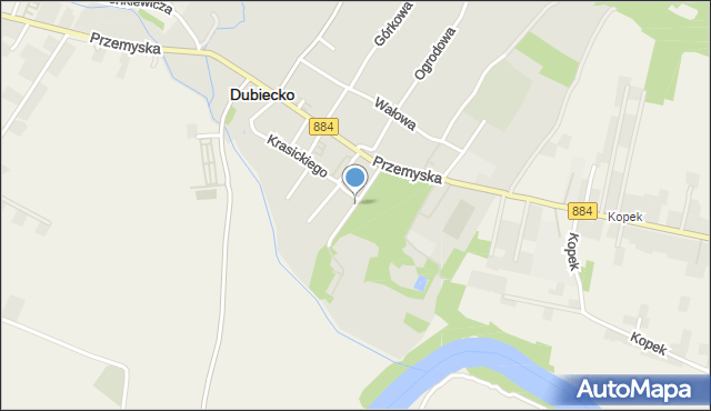 Dubiecko, Zamkowa, mapa Dubiecko