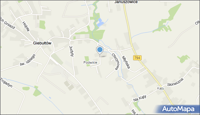 Giebułtów gmina Wielka Wieś, Zarzecze, mapa Giebułtów gmina Wielka Wieś