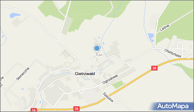 Gietrzwałd, Zakonna, mapa Gietrzwałd