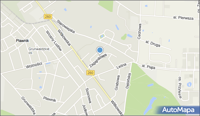 Gniezno, Zagajnikowa, mapa Gniezna