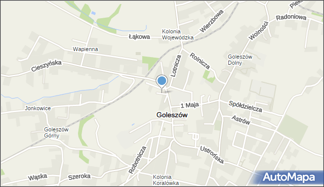 Goleszów powiat cieszyński, Zakładowa, mapa Goleszów powiat cieszyński