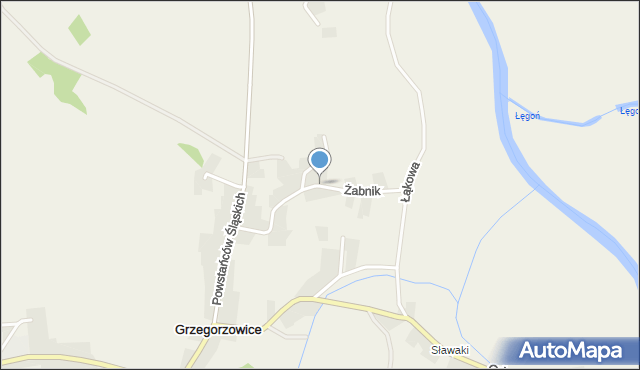Grzegorzowice gmina Rudnik, Żabnik, mapa Grzegorzowice gmina Rudnik