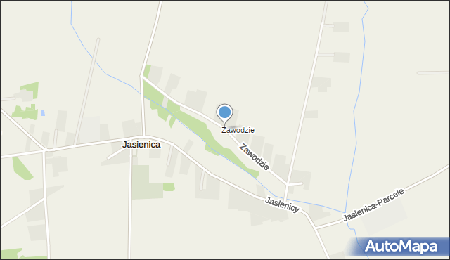 Jasienica gmina Ostrów Mazowiecka, Zawodzie, mapa Jasienica gmina Ostrów Mazowiecka
