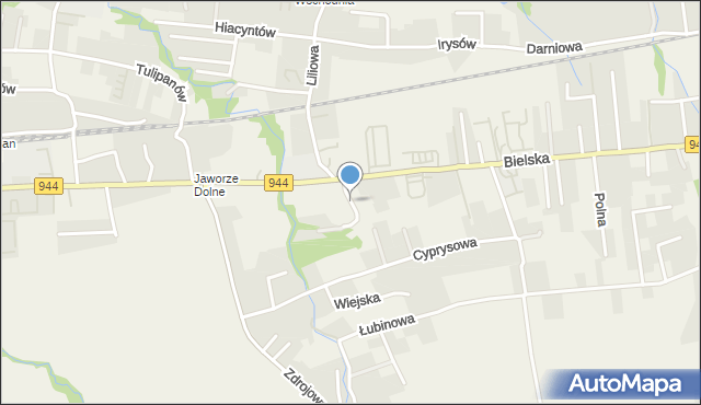 Jaworze powiat bielski, Zagajnikowa, mapa Jaworze powiat bielski