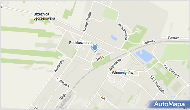 Jędrzejów, Zamoście, mapa Jędrzejów