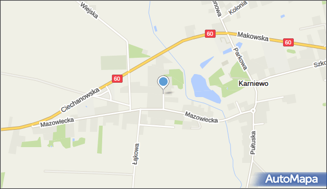 Karniewo powiat makowski, Zawodzie, mapa Karniewo powiat makowski