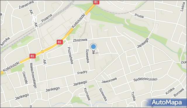 Katowice, Zajdla Janusza, mapa Katowic