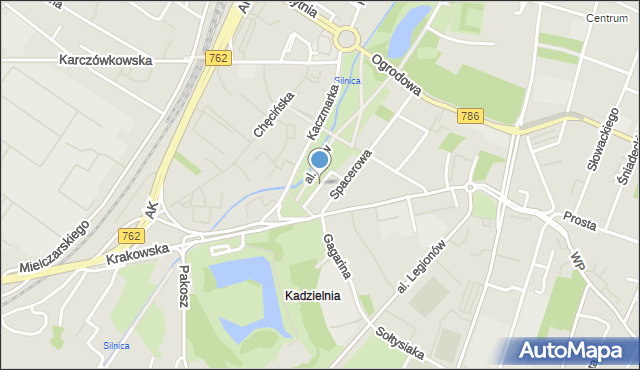 Kielce, Żabia, mapa Kielc