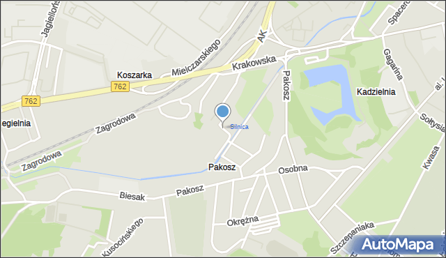 Kielce, Zakręt, mapa Kielc