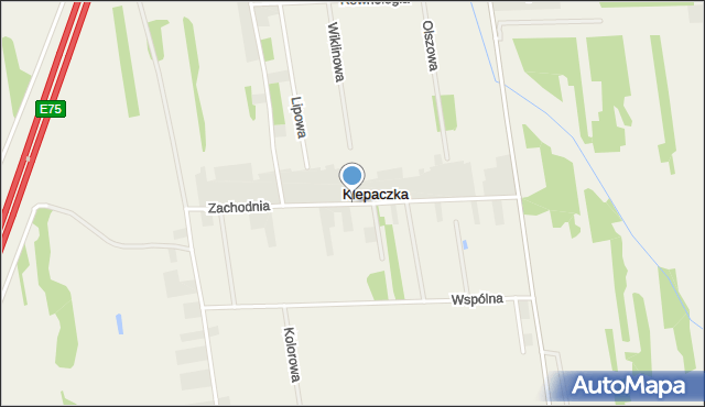 Klepaczka gmina Starcza, Zachodnia, mapa Klepaczka gmina Starcza