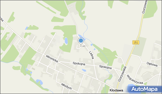 Kłodawa powiat gorzowski, Zacisze, mapa Kłodawa powiat gorzowski