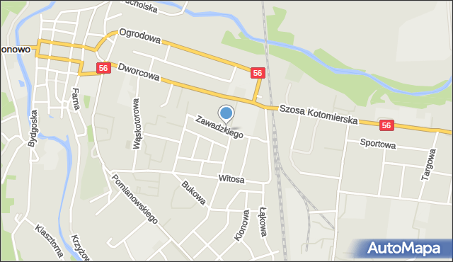 Koronowo powiat bydgoski, Zawadzkiego, mapa Koronowo powiat bydgoski