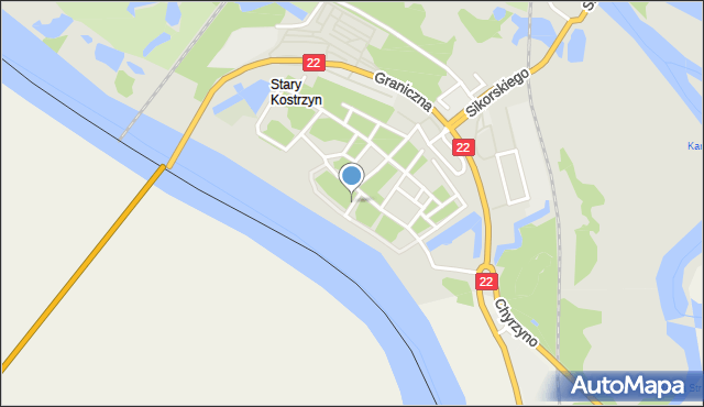 Kostrzyn nad Odrą, Zaułek Tkacki, mapa Kostrzyn nad Odrą