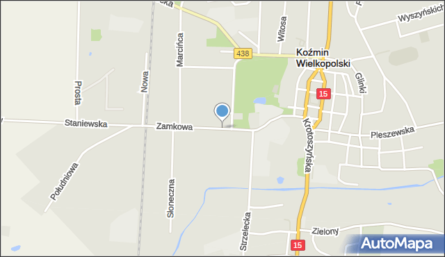 Koźmin Wielkopolski, Zamkowa, mapa Koźmin Wielkopolski